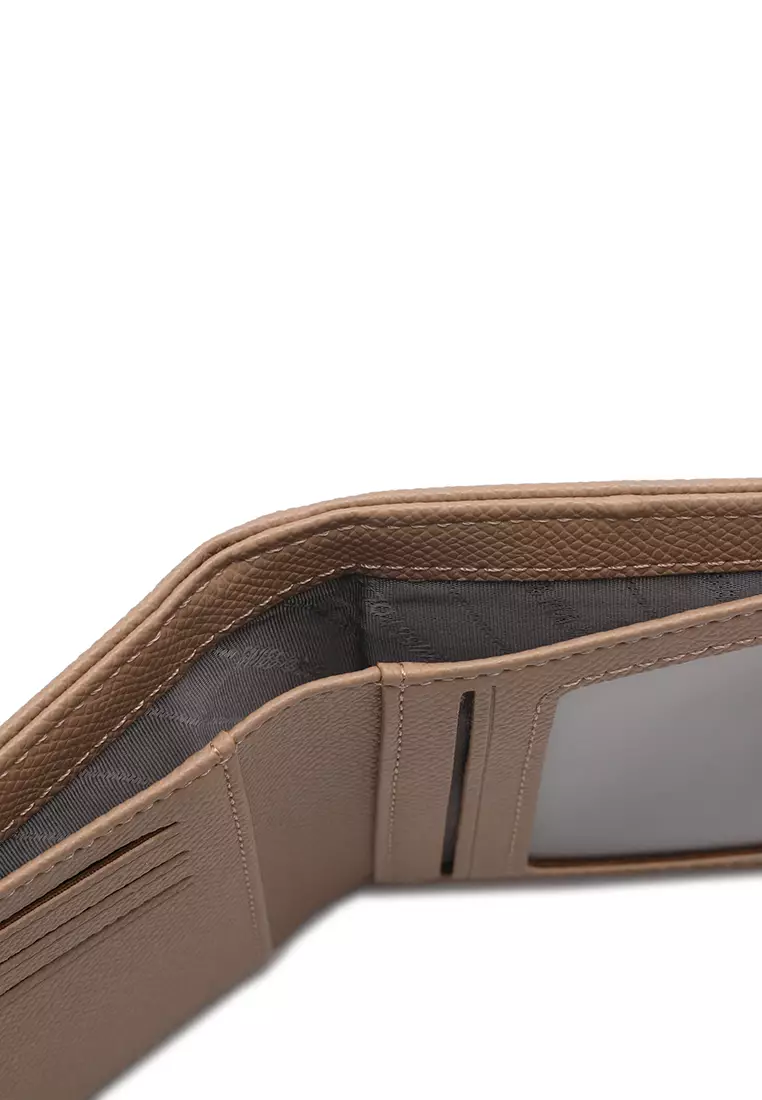 Women's Short Purse With Coin Compartment (Dompet Pendek Wanita Dengan Kompartmen Koin) - Krem