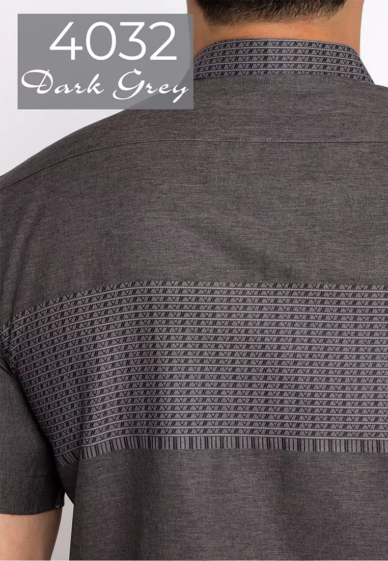 Casella Baju Koko Pria Lengan Pendek | Baju Koko Horizontal Kareem 4032 Dark Grey