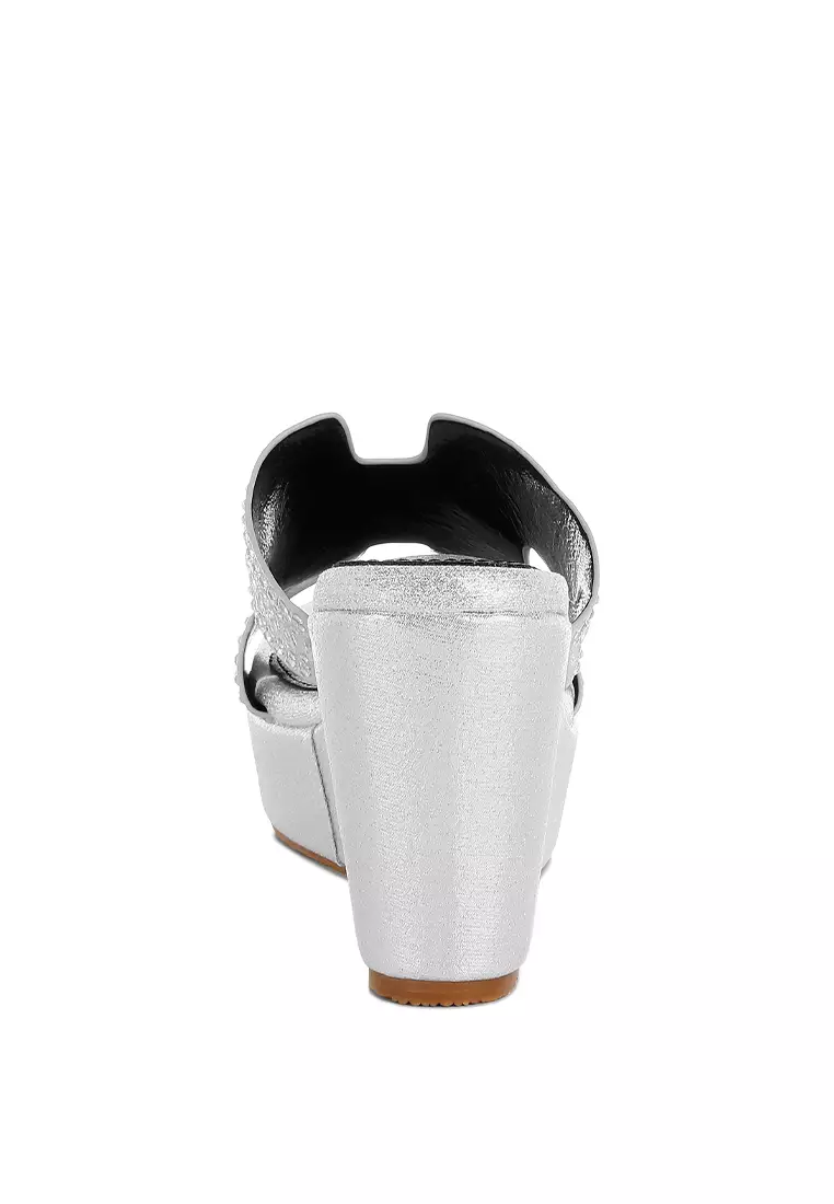 Sandal Cut-Out Detail Berlian Imitasi & Berlian Imitasi dalam Warna Perak