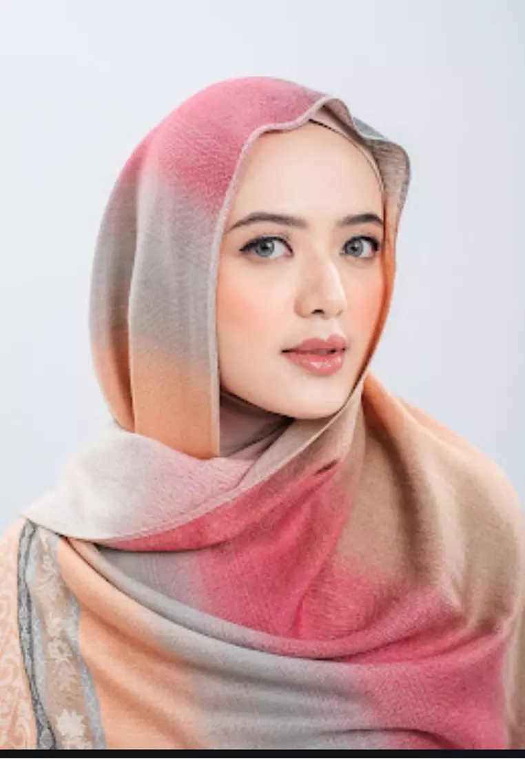Hijab Pashmina Wanita Reversible Viscose Multicolour Vintage Pattern Pashmina Shawl Syal Wanita Autumn Glow