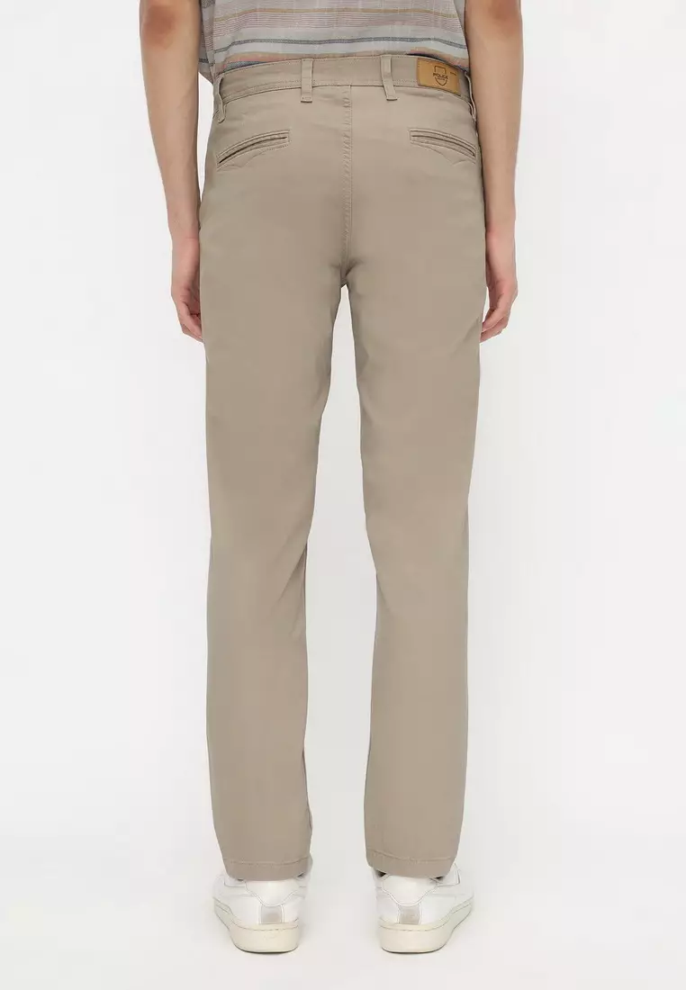 POLICE Celana Chino Panjang Stone Cotton Premium Stretch Regular Fit Pria