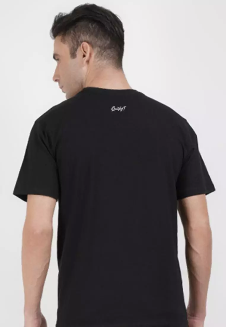 圆形图案黑色棉质短袖标准版型 T 恤