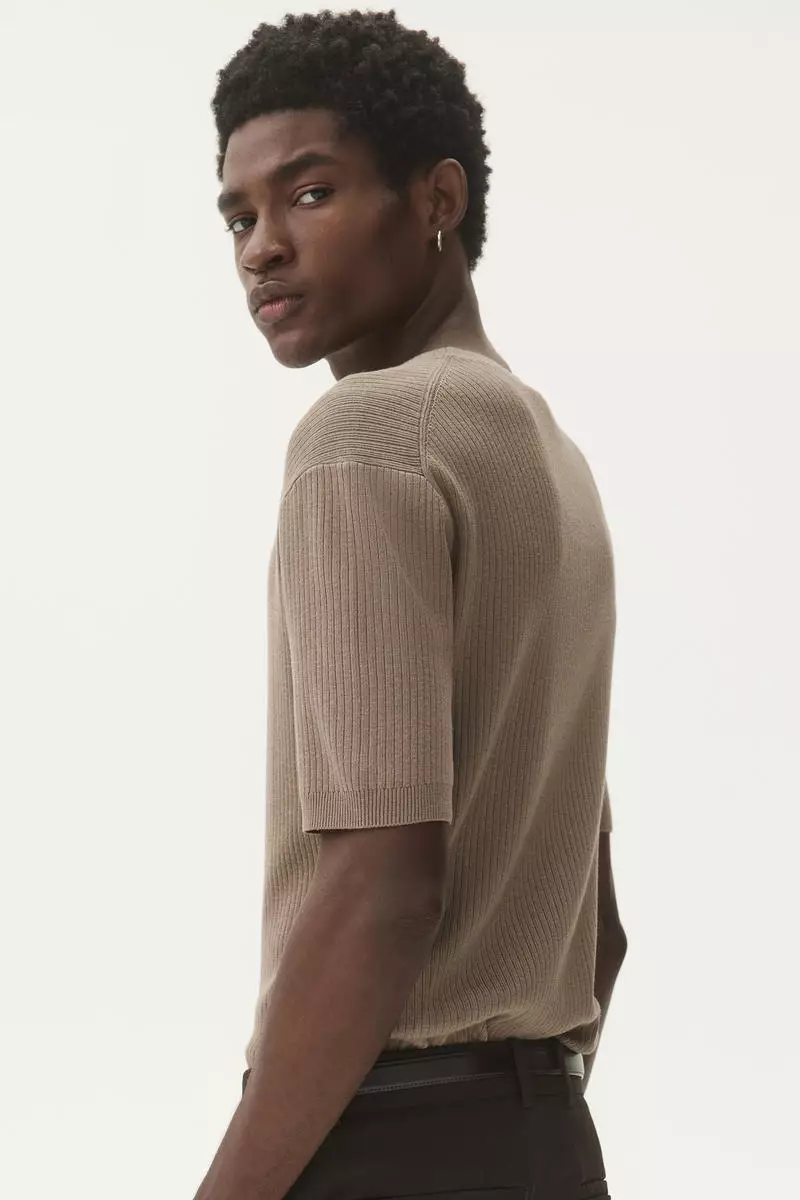 Slim Fit Rib-knit T-shirt