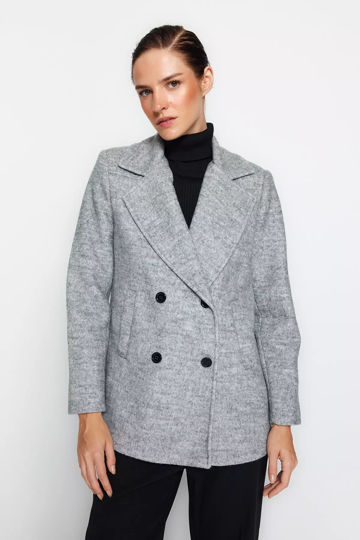 Trendyol Melange Tailored Coat 2024 Buy Trendyol Online ZALORA