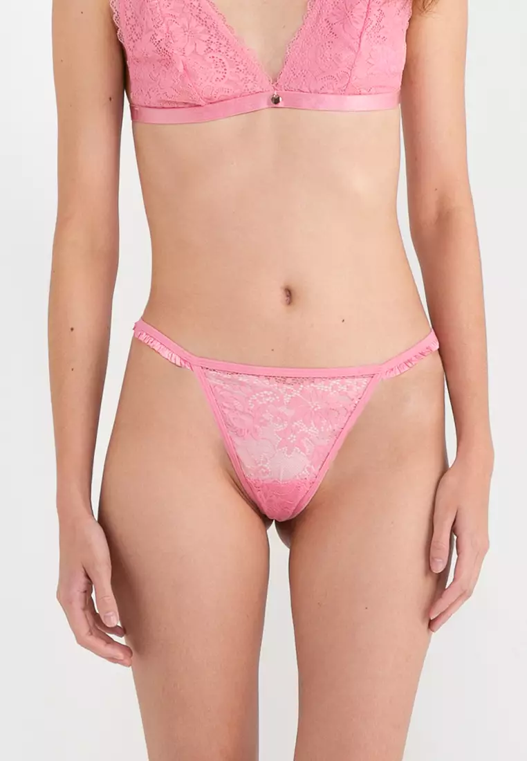 Buy Cotton On Body Cassie Lace Tanga G String Brief in Sea Pink 2024 Online