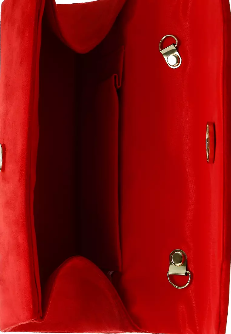 Mini Top Handle Brooch Bag in Red