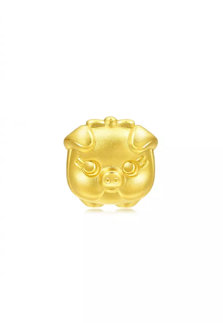 999 24K Solid Gold Zodiac Pig Charm 90024C (Bracelet not included)