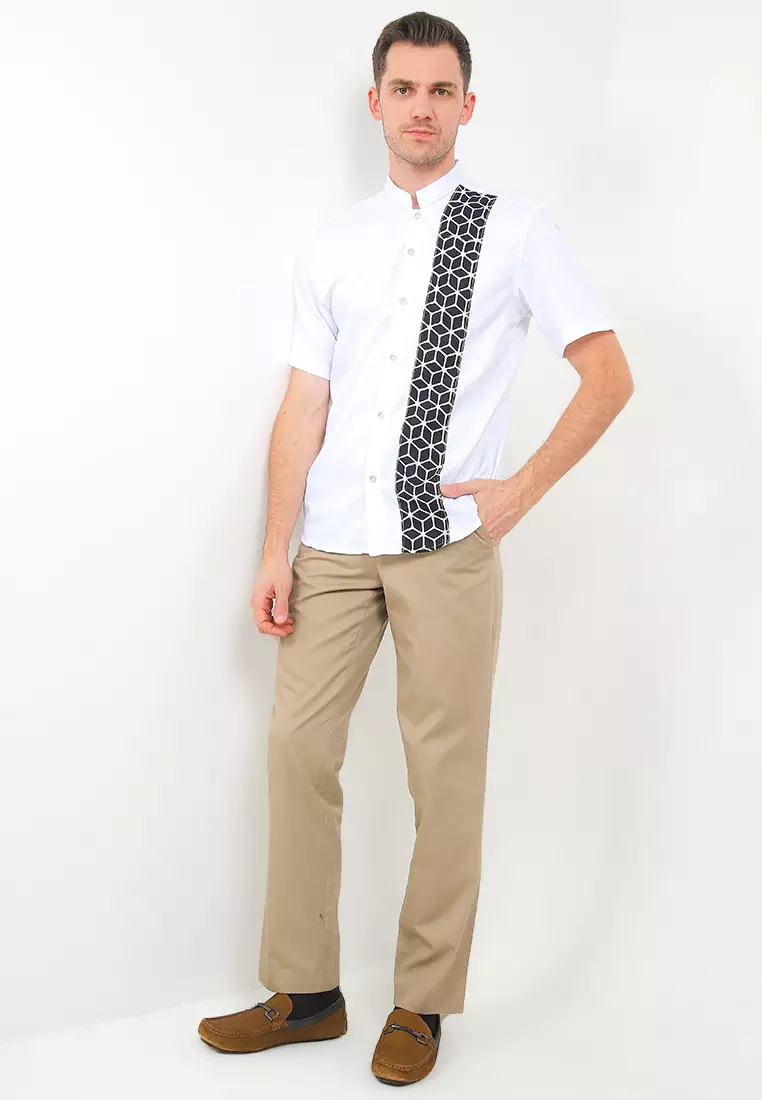 Kemeja Koko Al- Jabbaru Stand Collar Shirt Lengan Pendek