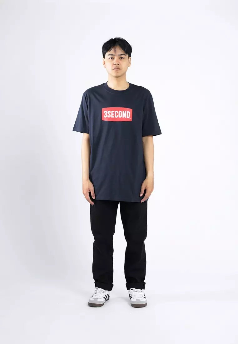 3Second Men's T-Shirt Short Sleeve Regular Fit Cotton Red Block OL-C270525