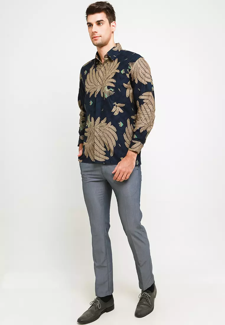 BATIK TALENTA EXCLUSIVE Lengan panjang Navy    A479