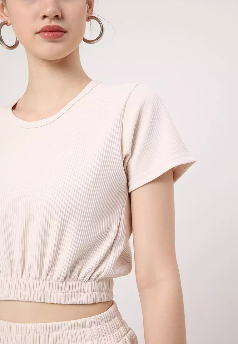 Sofia Onna Knit Crop Tops Ivory