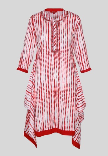 Le Reve white and red LE REVE Women Red & White & Maroon Trail Cut Tunic 06CBDAAFBF12A9GS_1