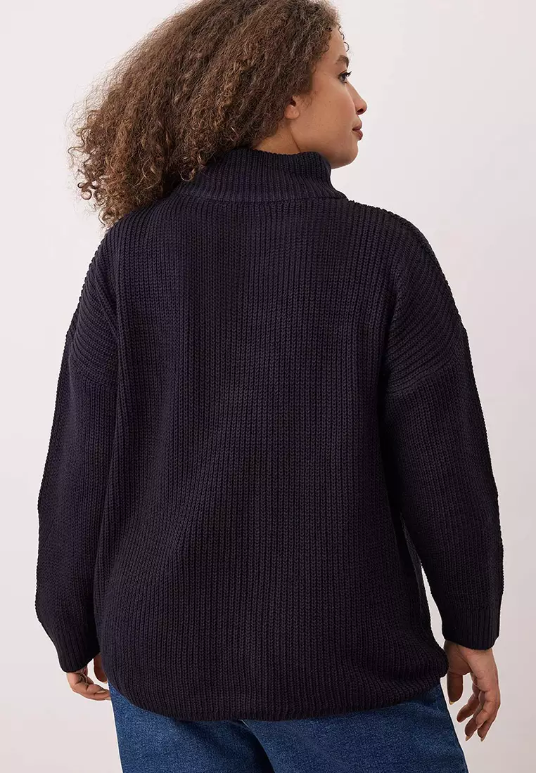 Plus Size Half-Zip Knit Sweater