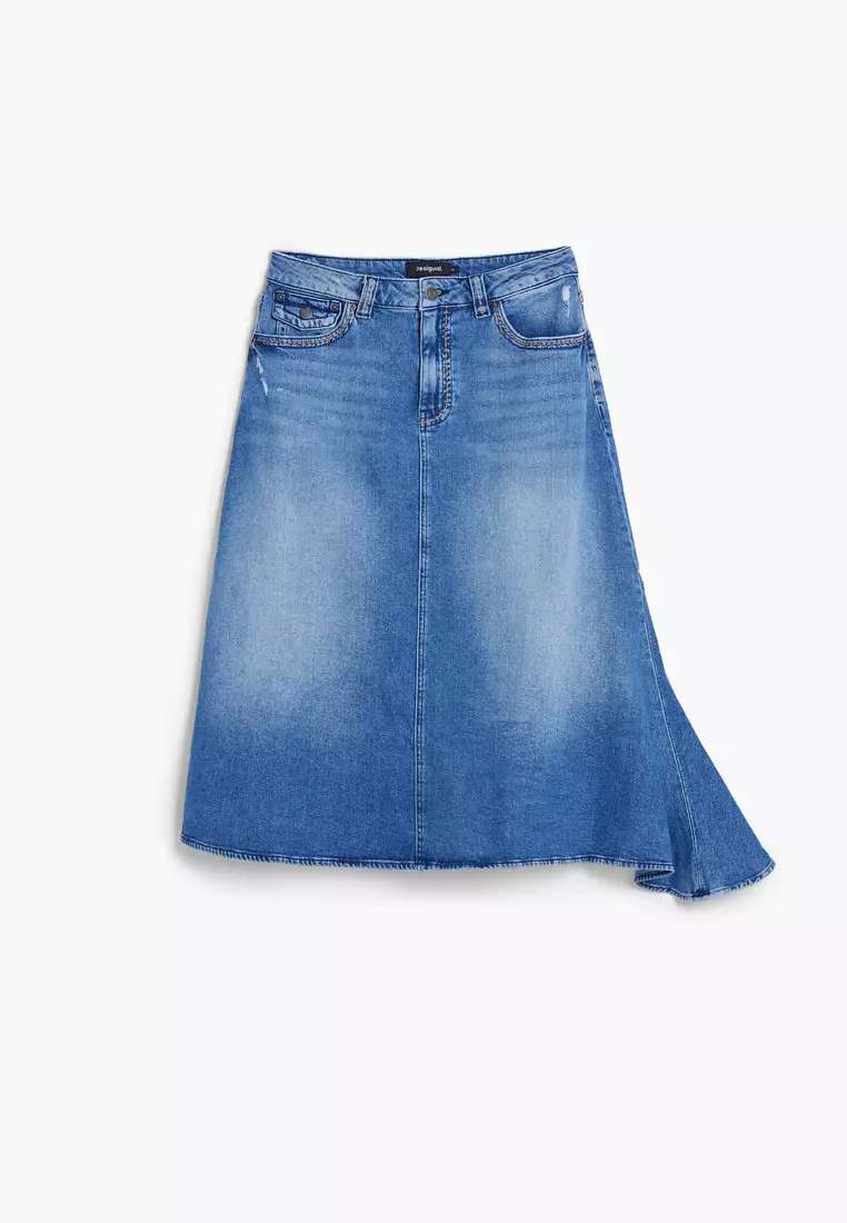 DESIGUAL☆Midi-length asymmetrical denim skirtデニムスカート Buy Desigual Midi-length asymmetrical denim skirt 2025