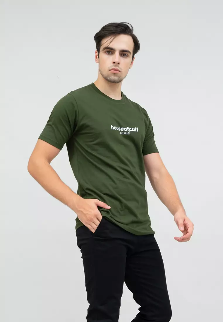 kaos pria lengan pendek california hijau army size jumbo houseofcuff