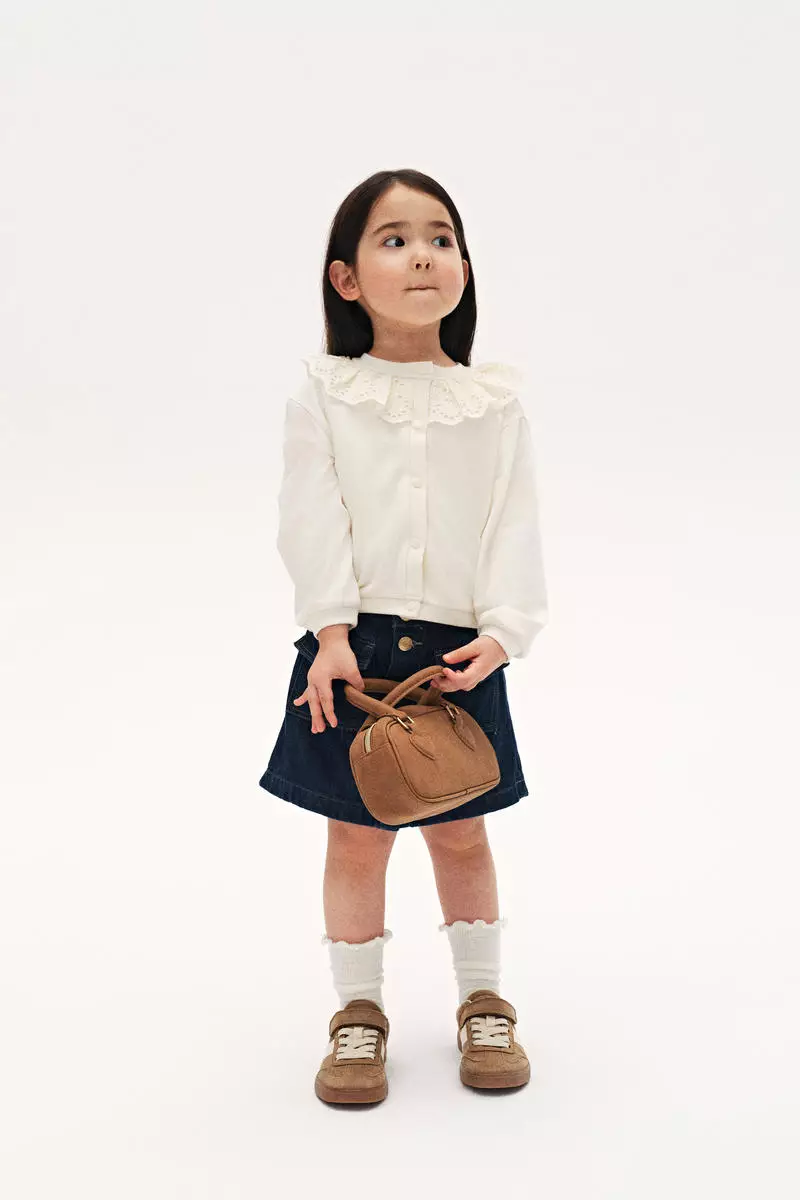 Collared sweatshirt cardigan