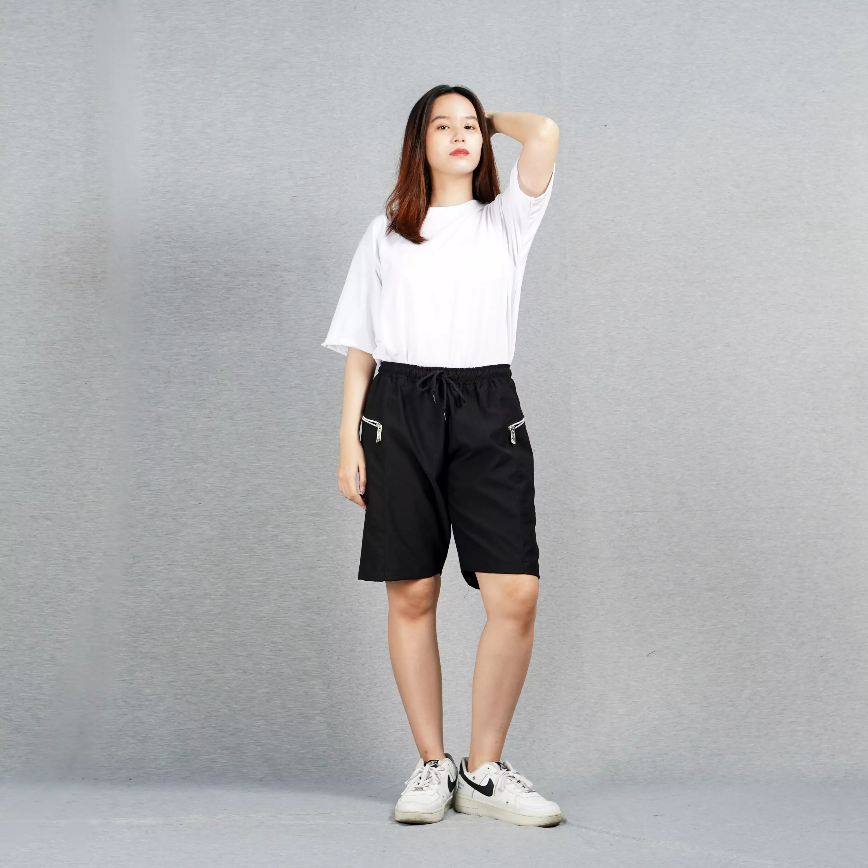 XYAN Celana Pendek Wanita Celana Chino Pendek Celana Pendek Chino Pants Short Pants - HITAM