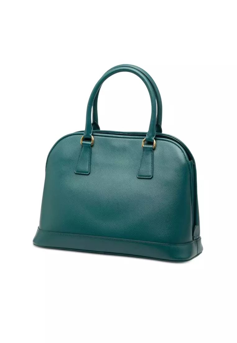 二手 Prada 中 Saffiano Lux 敞口 Promenade 手提包