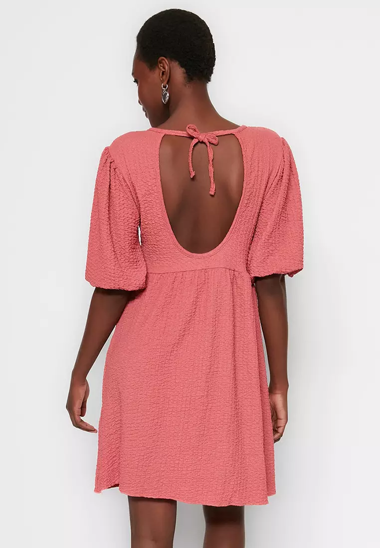 Tie Back Balloon Sleeve Dress