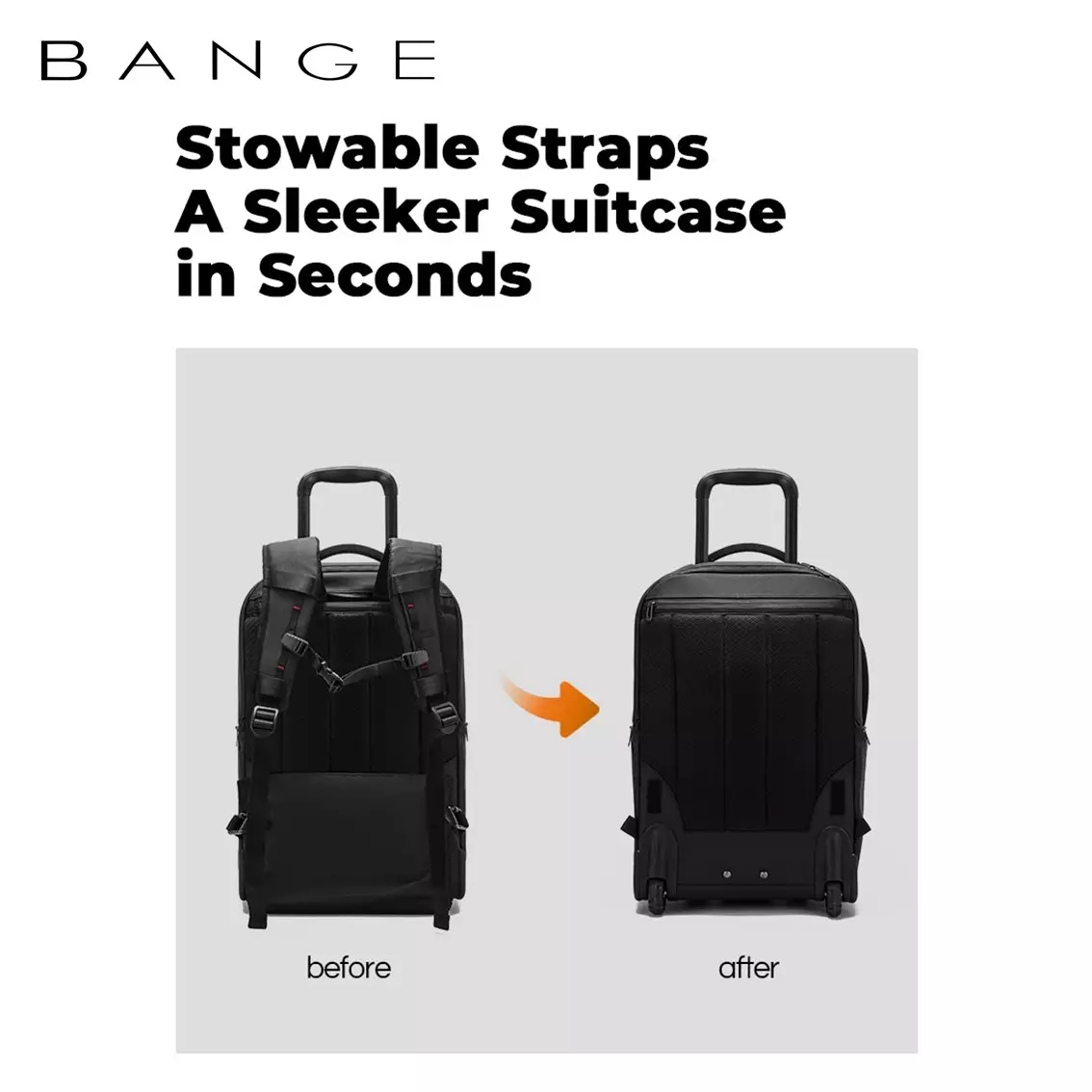 BANGE BG8079 Tas Ransel Semi Koper Trolley Bag Backpack Bag Laptop Kerja Travel-Black