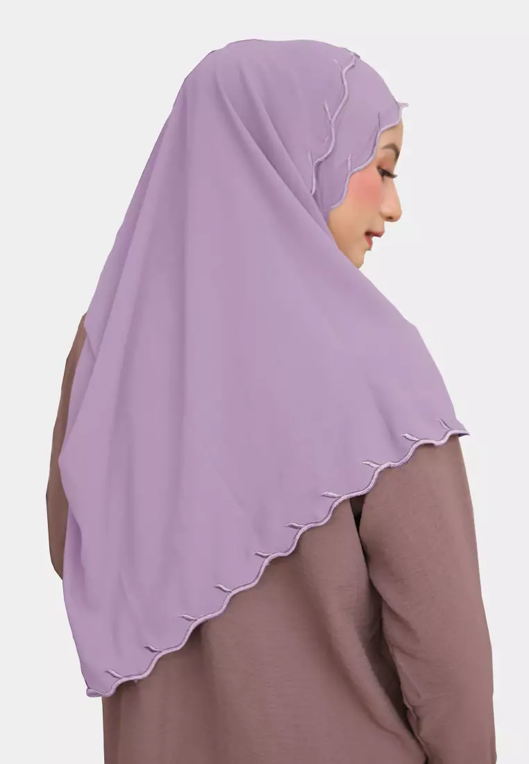 Zelena - Clarisa Shawl Embroidery | Hijab Pashmina Bordir - Lilac Eclips