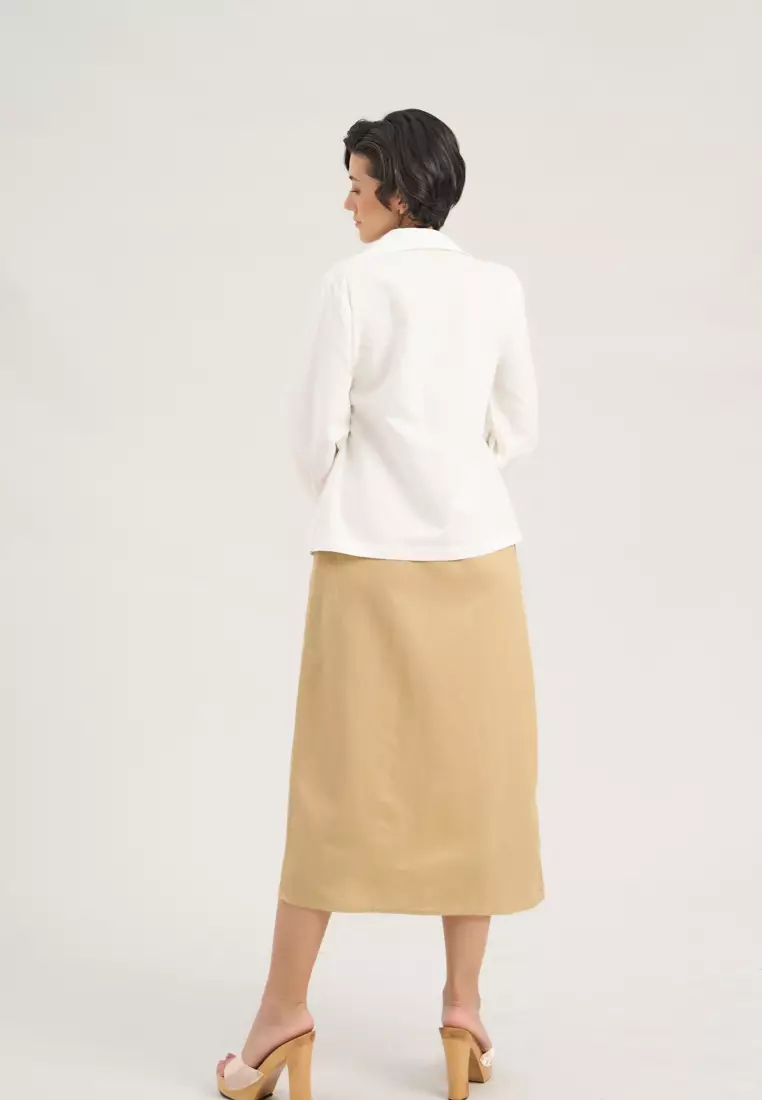 Creamy Linen Midi Dress