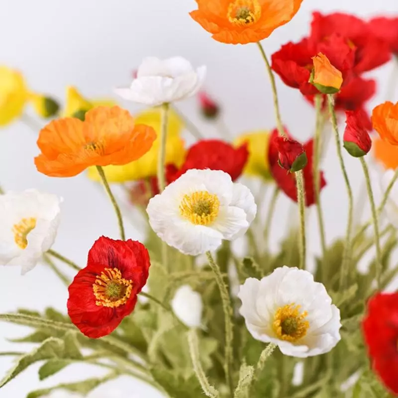 Buy DILAS HOME 8pc Artificial Poppy Flower Bouquet Set 2023 Online