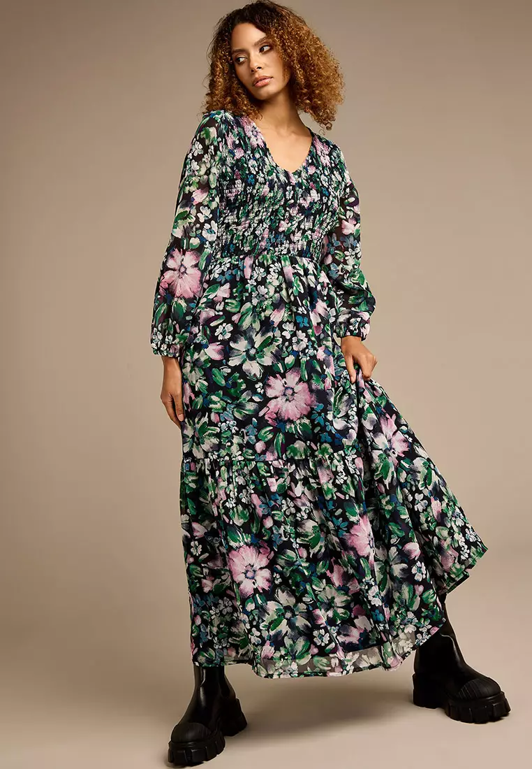Sasha Floral Printed Tiered Maxi Dress