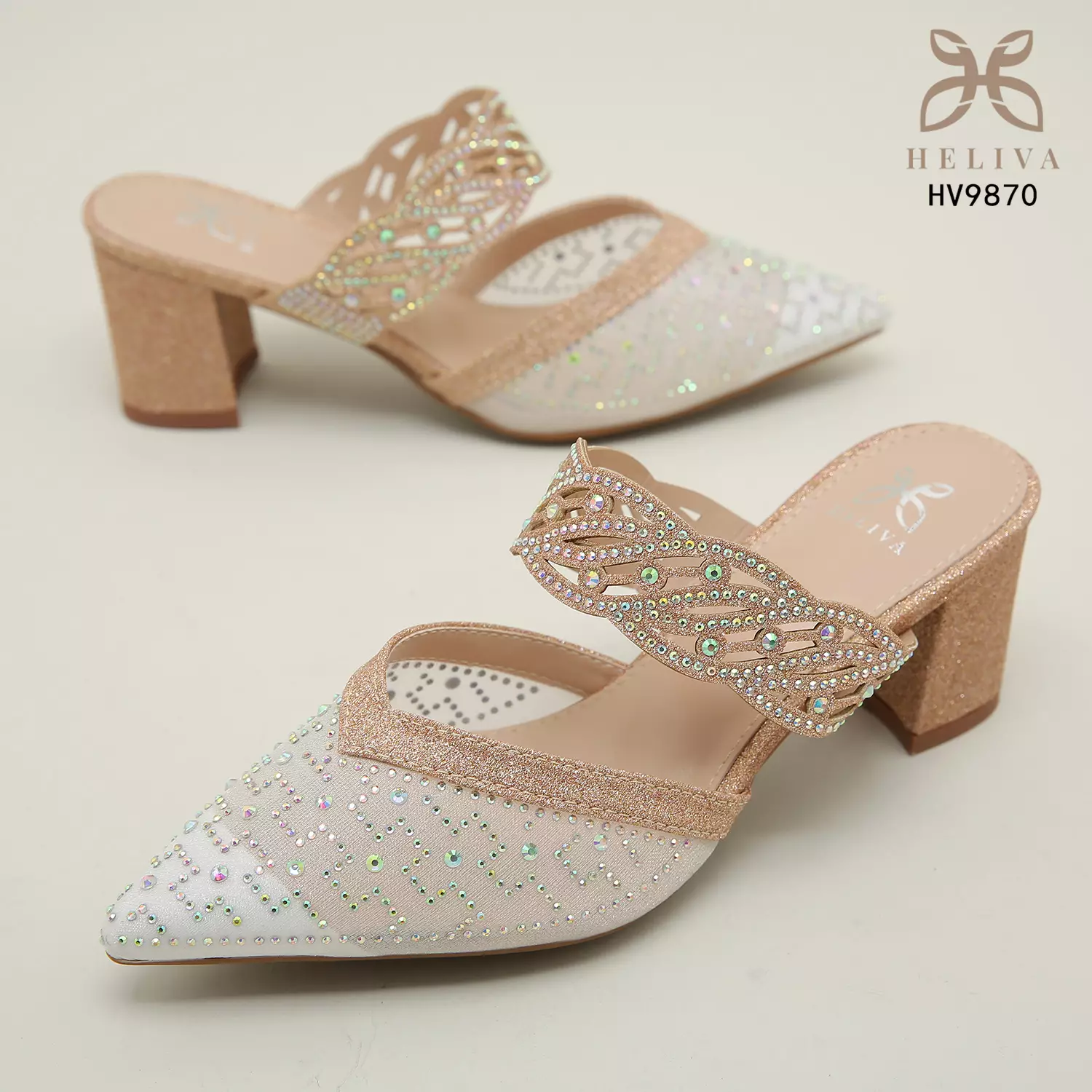 Heliva Esty High Heels Glitter Pointed Shoes Semi Transparent