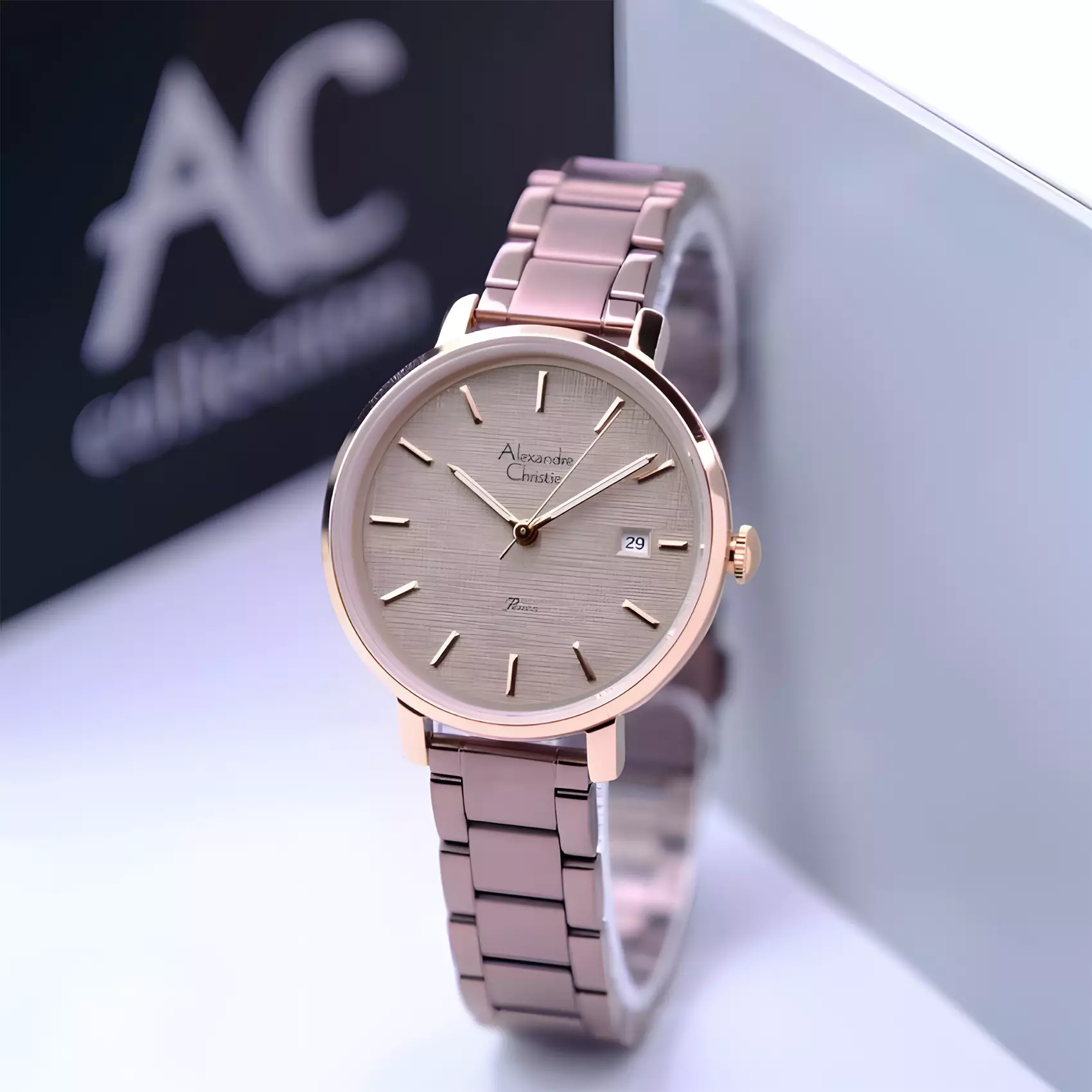 Alexandre Christie - Jam Tangan Analog Wanita - Rose Gold Brown - Stainless Steel - 2870 LDBROBO1