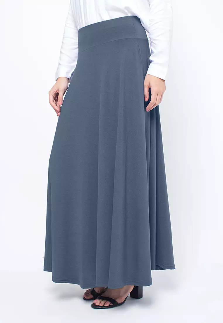 JV Hasanah Umbrella Skirt Grey | Rok Payung Lebar Jersey