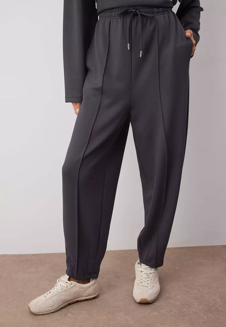 Anthracite Silky Interlock Soft Fabric Knitted Tracksuit
