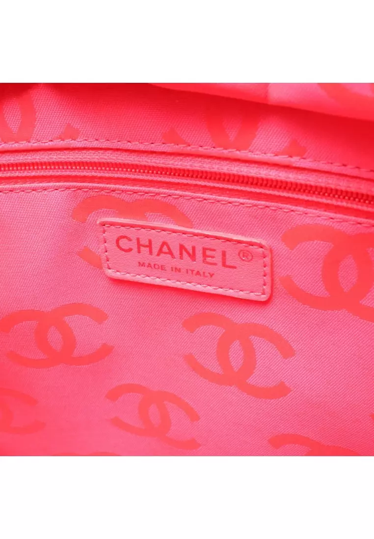 Pre-Loved Chanel Cambon line Large Shoulder bag tote bag leather Patent leather black silver hardware
