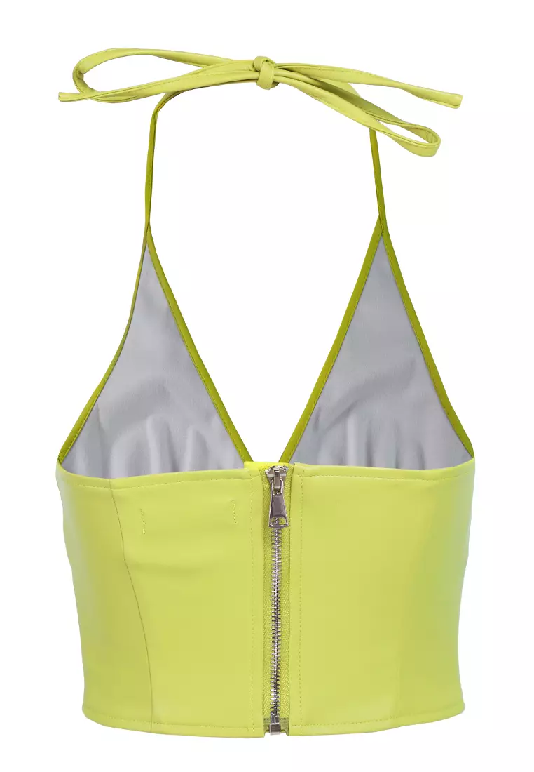 Sleeveless Knot Lime Crop Top