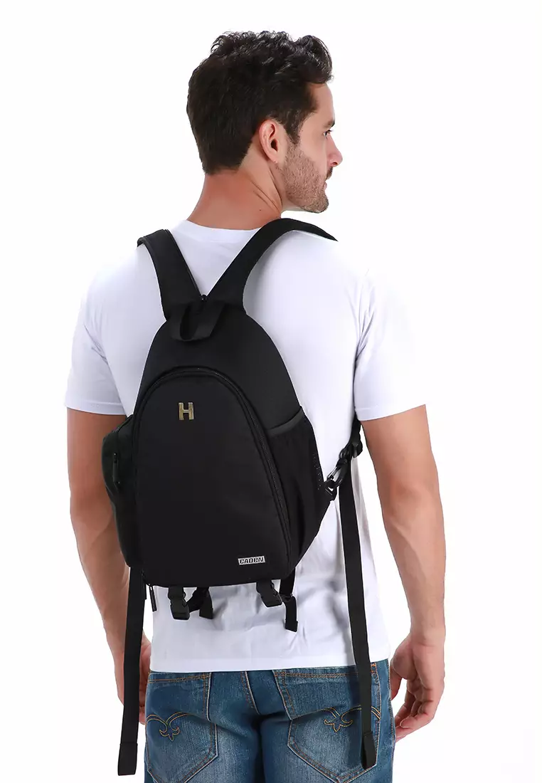 Eunh Tas Selempang Ransel Kamera DSLR Unisex Waterproof Shockproof Material Oxford Fabric 600D ORIGINAL - Black