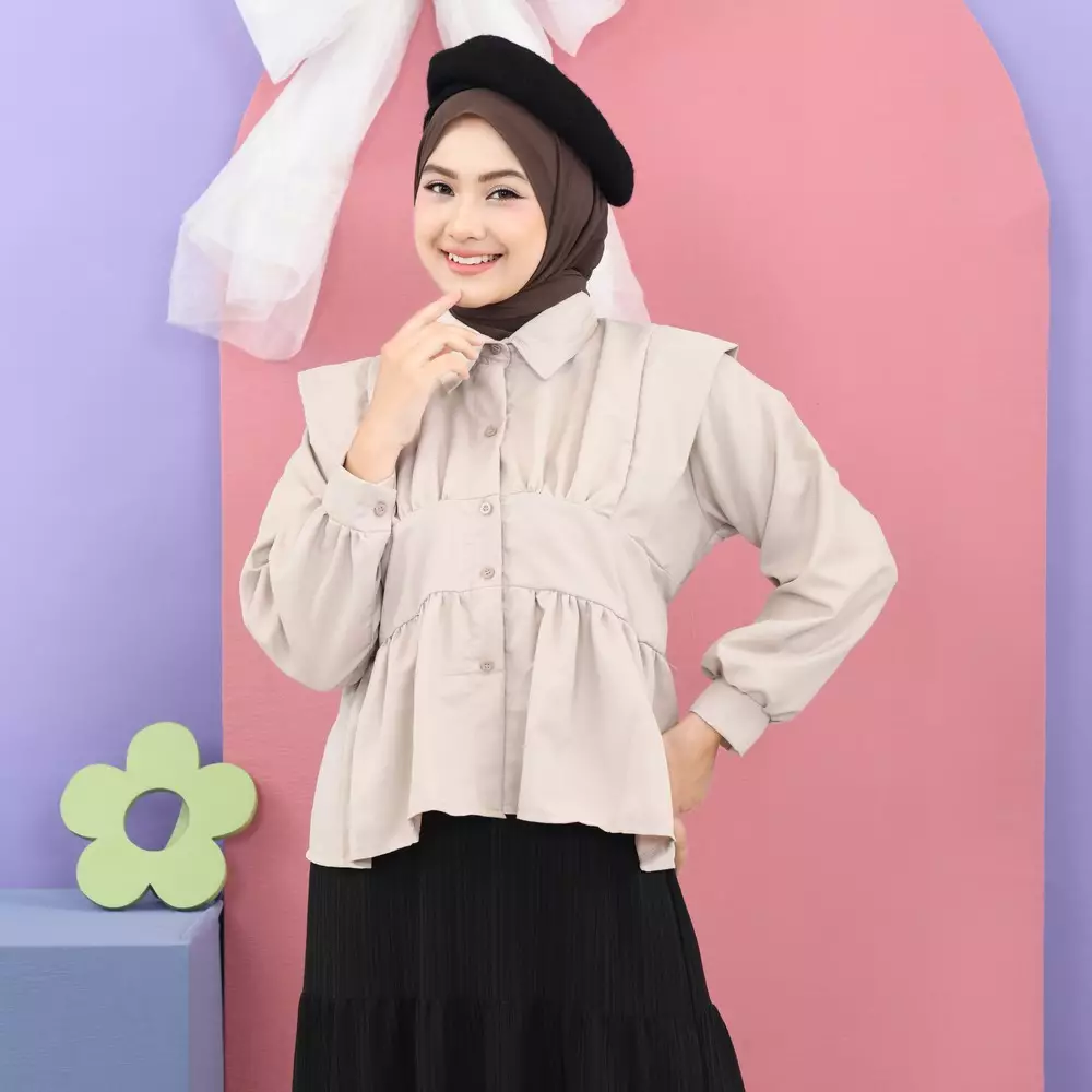 Jenna Kemeja - Oat M19508 R56S4