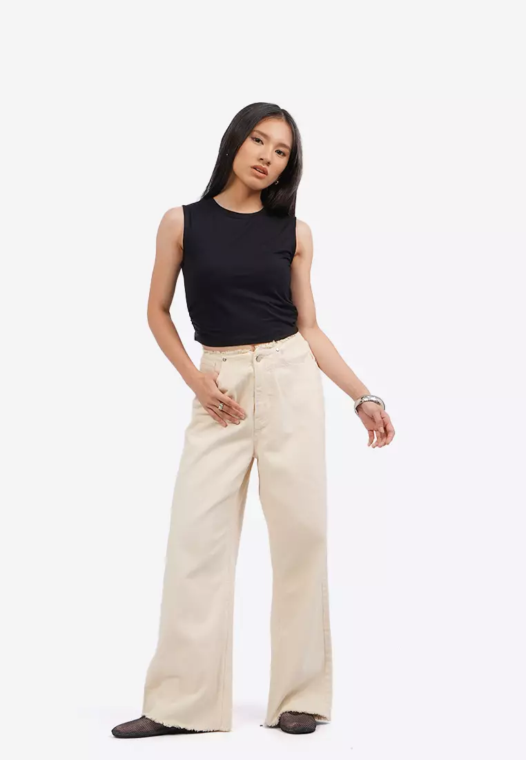 Sleeveless Crop Top with Side Ruched
