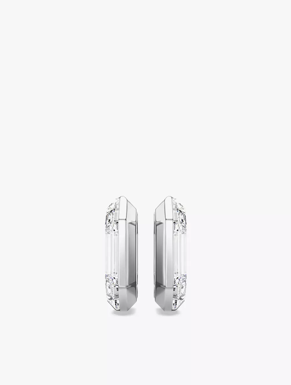 Lucent Hoop Earrings, Octagon Shape, Small, White