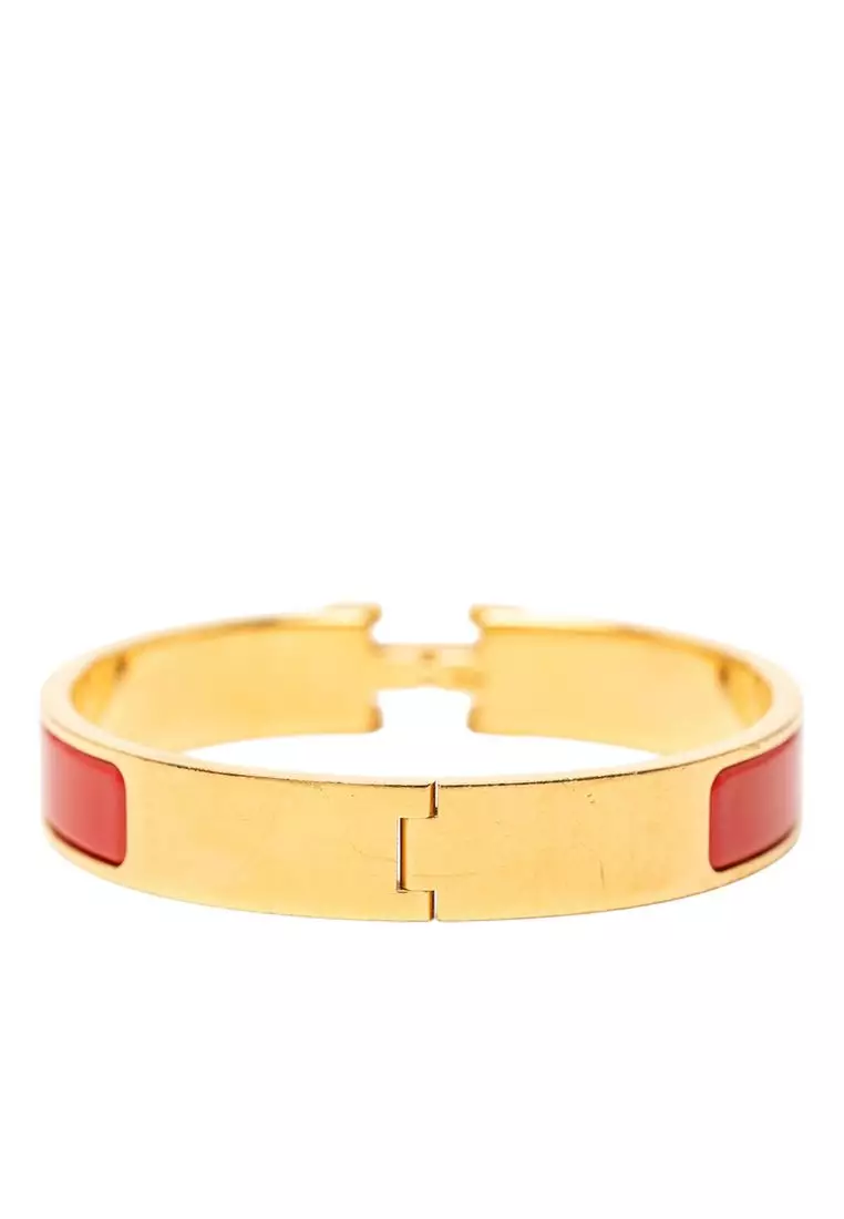 Pre-Loved Hermès Narrow Enamel Clic H Bracelet Pm
