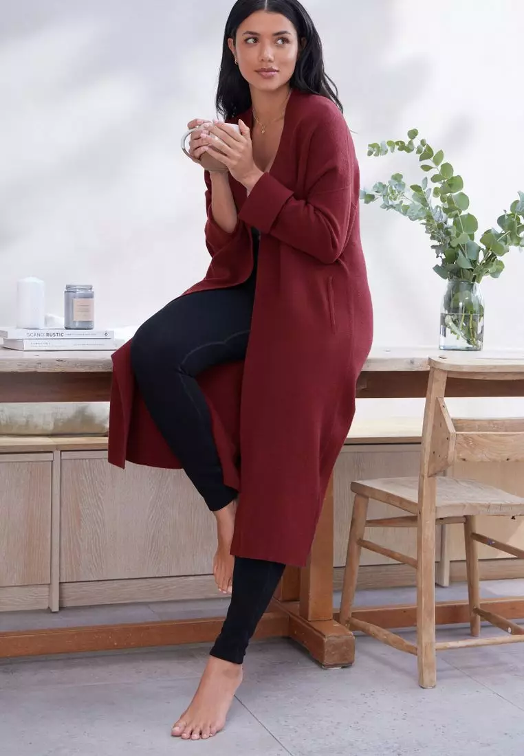 Burgundy longline outlet cardigan