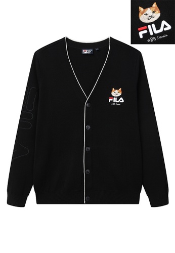 FILA black FILA x PePe Shimada Men's Cat Embroidery Cotton Cardigan 55C37AA41995CDGS_1