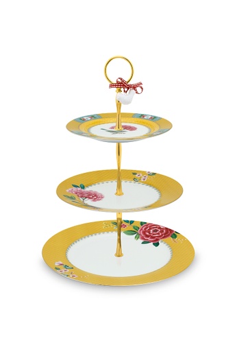 PIP STUDIO HOME white and pink and yellow and green Blushing Birds - Limited Edition Yellow - 3-Tier Cake Stand D3354HLDA5E1D1GS_1