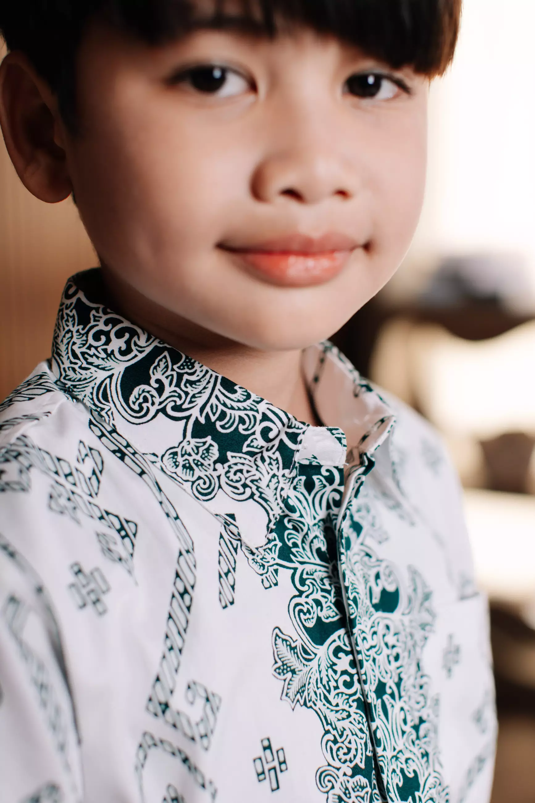 Adyatma Renjana Green White Putih Kemeja Batik Anak Pria Kemeja Batik Anak Cowok Katun