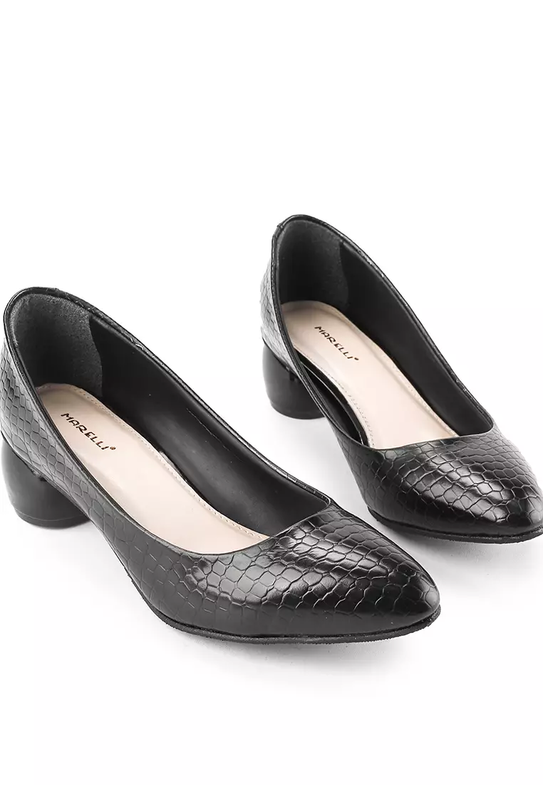 Celine Sepatu Pantofel Wanita Kantor Pumps - Black Croco