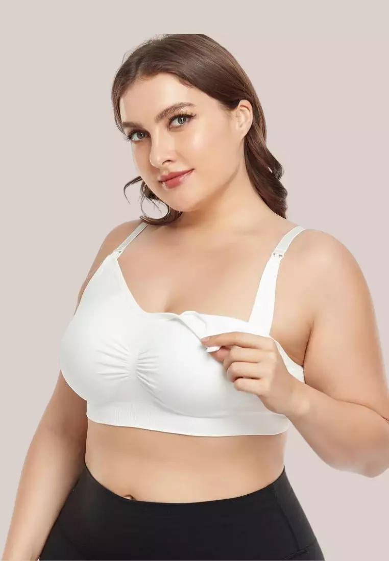 3 Pack Grace Nursing Push Up Maternity Bra in White, Grey and Black