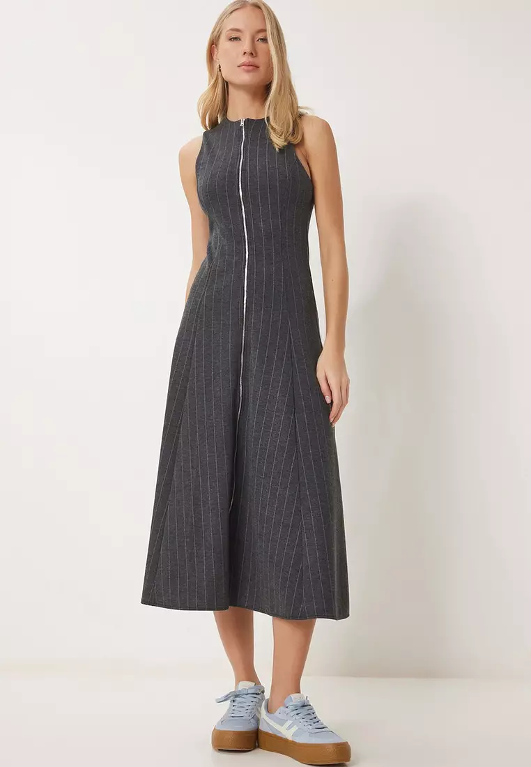 Buy Happiness Istanbul Pinstripe Midi Dress Online ZALORA Malaysia