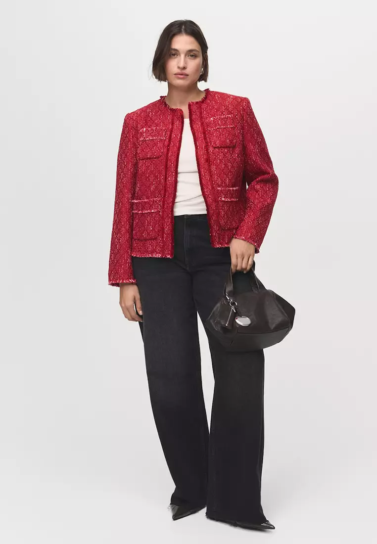 Tweed Jacket with Frayed Ends