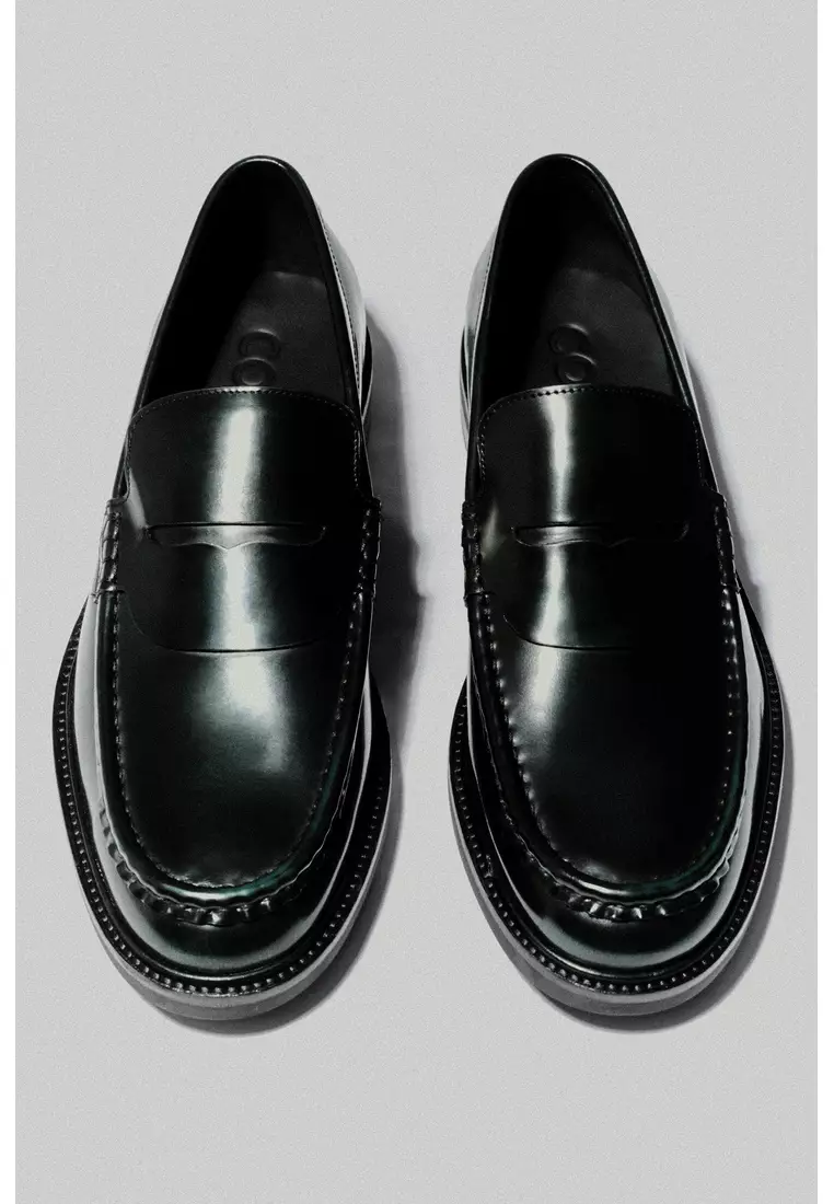 RUBBED-LEATHER LOAFERS