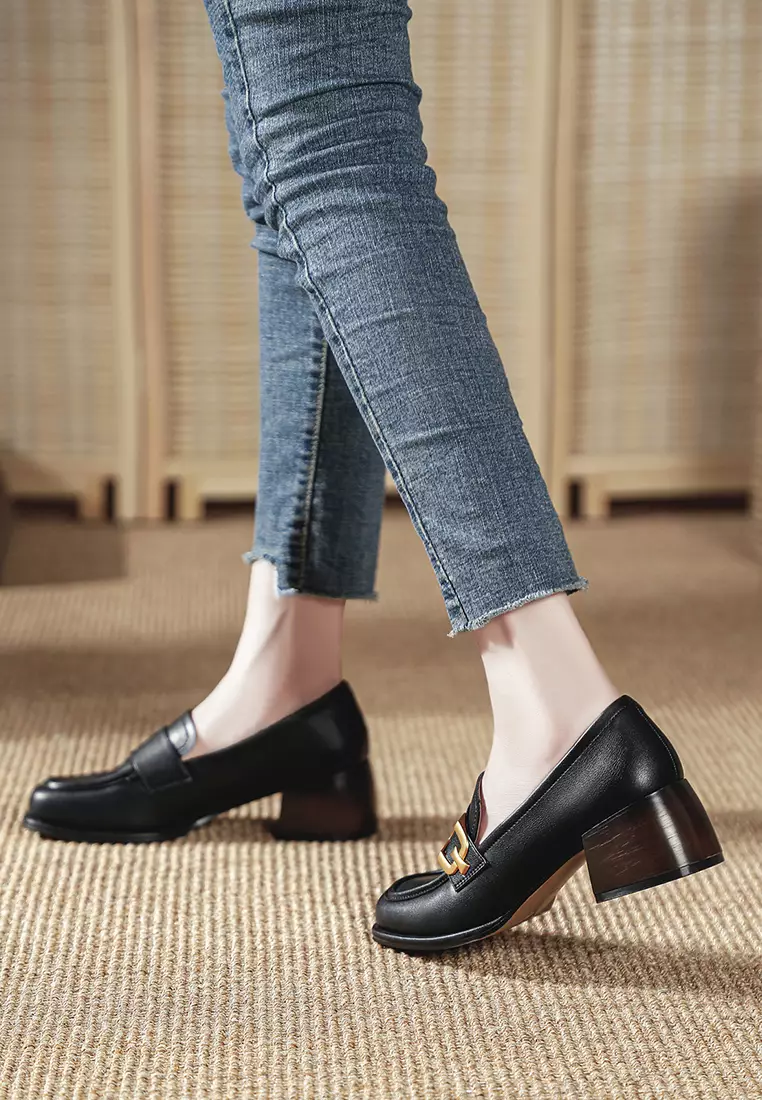 5CM Buckle Leather Loafer TE6810-2
