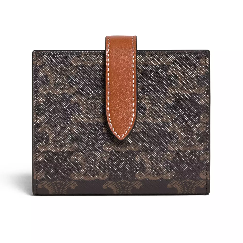 Jual Celine Celine Small Strap Wallet in Triomphe Canvas and Lambskin Tan Original 2023 ZALORA